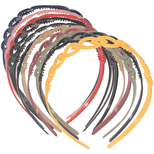Plastic Heart-Shaped Headbands Assorted Colors 12 Pcs 1