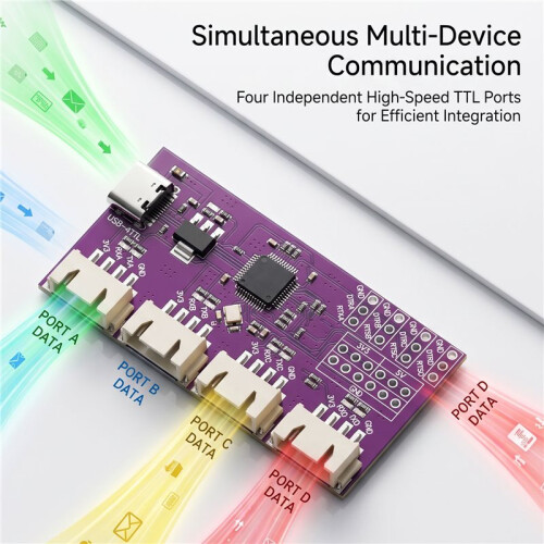 USB to 4-Port TTL Serial Port Module 6Mbps High-Speed CH344 Chip Communication Conversion Module Type-C Interface 2