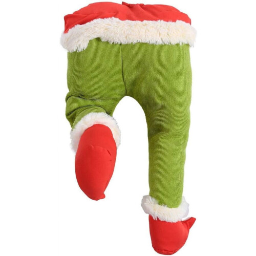 Stuffed Elf Legs Ornament Green Christmas Decoration
