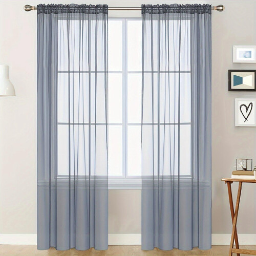 Translucent Voile Curtains 52x84 in Double Rod Pocket 1