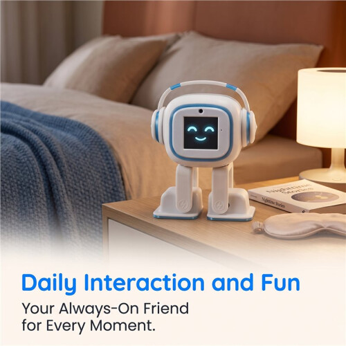 EMO Interactive AI Desktop Robot  Chat, Multilingual Companion, Dancing  Robot Charging Skateboard 2