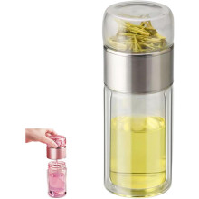 Glass Tea Infuser Bottle 3-in-1 Double-Layer Leak-Proof