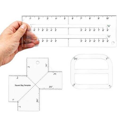 Set di Template per Borse Boxy da 3 Pezzi: Borsa Boxy, Borsa Curva, Tasca con Zip per Cucito DIY