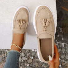 Women's Slip-On Loafers with Tassel Detail, Breathable