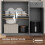 180cm Freestanding Kitchen Cabinet, Modern Storage Cupboard with Open Countertop, Drawer and 6 Doors, Grey 8