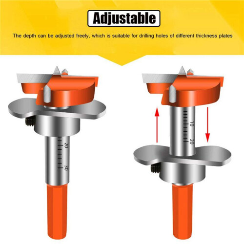 2X Hinge Jig Drill Guide Set, Hex Handle Adjustable 35mm Forstner Bit, Concealed Hinge Boring Jig Drill Guide 2