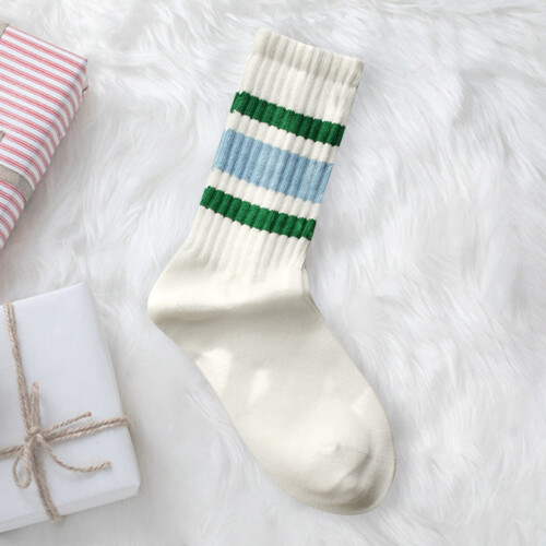 Japanese Style Striped Mid-Calf Socks Unisex Thick-Lined 1