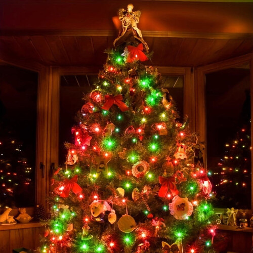 Christmas Lights Red Green 100 Count 20ft Green Wire 2