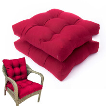 Rocking Chair Cushion Set Red Water-Resistant Thick Tufted