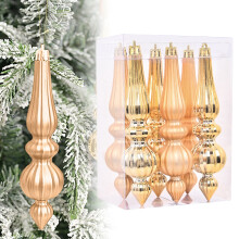 Silver Mercury Glass Finial Ornaments 6.7 inch 6 pcs