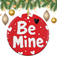 Ceramic Christmas Ornament Red White Heart Be Mine