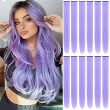 Colored Clip-In Hair Extensions Straight Synthetic 12 pcs