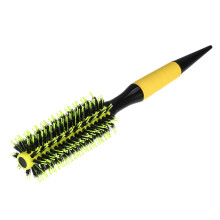 Round Hair Brush Nylon Bristle Yellow 10.04 x 1.77 Inches