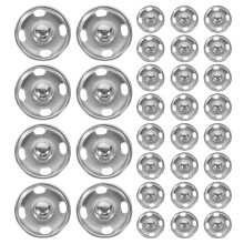 Silver Metal Sew-on Snap Buttons 15mm 50 Sets