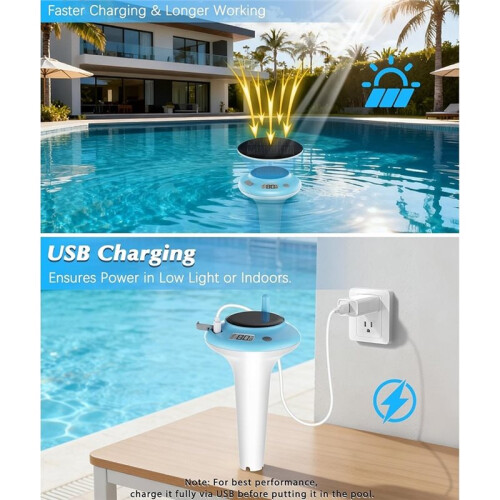 Solar-Powered Floating Digital Wireless Pool Thermometers with Clear Readings, Suitable for Measure Temperatures in Pool 1