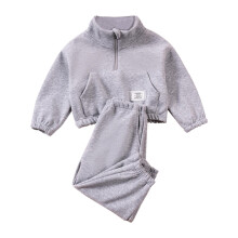Girls Sweatsuit Set Fleece Jacket and Cargo Pants Gray Size