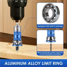 Countersink Drill Bit with Adjustable Stop for Woodworking - 4 Flute 1/4 Hex Shank Set for Plywood Cabinet Shelf