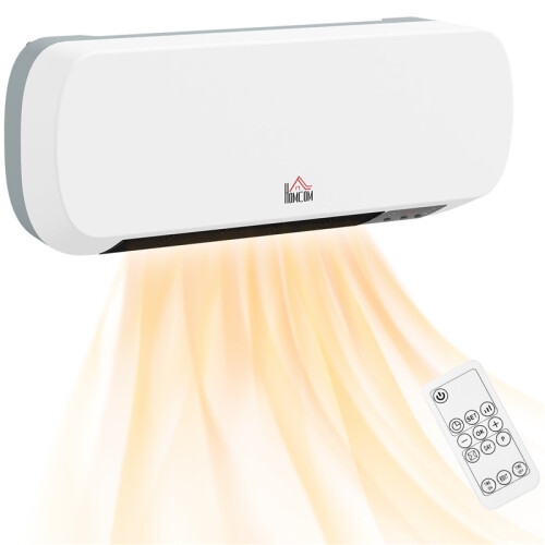 2000W Wall Mounted Ceramic Space Heater, 10-49C Temperature, White