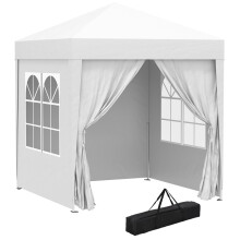 2x2m Pop-Up Gazebo, with Curtain Walls and Windows, White