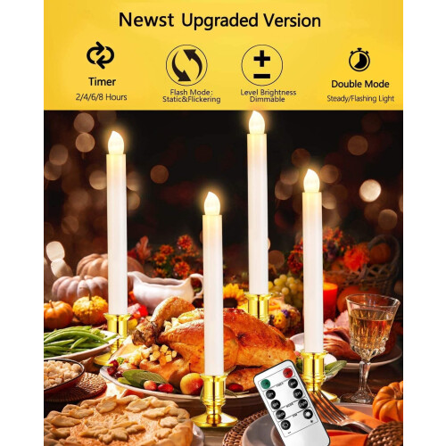 LED Window Candles with Remote Timer Suction Cups 10-Pack 1