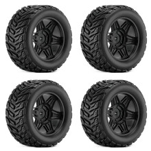 Rubber Tires Wheels for SCY 16101 16102 for MJX 16207 HBX 16889 for 1/16 SUMMIT E- Revo ARRMA KRATON Black
