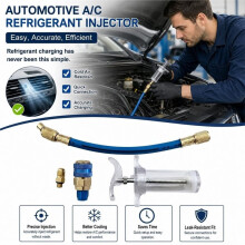 Car A/C Oil and Dye Injector with R-134a Low Side Quick Coupler Adapter 1/4 SAE,Explosion-Proof Refrigerant Filling Tool