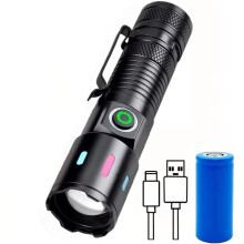Lampes de Poche Super Puissantes, Lampe de Poche LED Rechargeable avec Batterie, Lampe de Camping, Randonnée, Lampe D'Urgence, Torche