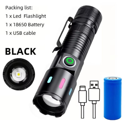 Super Powerful Flashlights Rechargeable LED Flashlight with Battery Flashlight for Camping Hiking Emergency Lamp Torch 2
