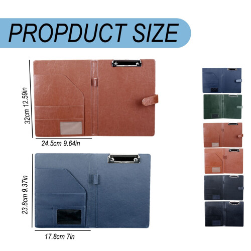 Faux Leather Padfolio with Clipboard and Card Holder Black 2
