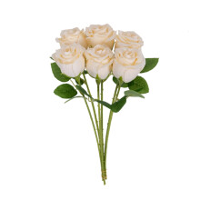Artificial Rose Beige 13.4 Inch 6 Bundles