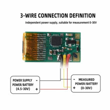 0-30V Digitalvoltmeter & Batteriemeter 0,5-Zoll OLED-Display Spannungstester 1-6S Einstellbarer Batteriestatusprüfer