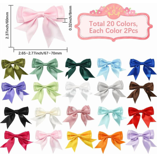 Mini Coquette Bows Polyester Ribbon Flowers 20 Colors 40 pcs 1