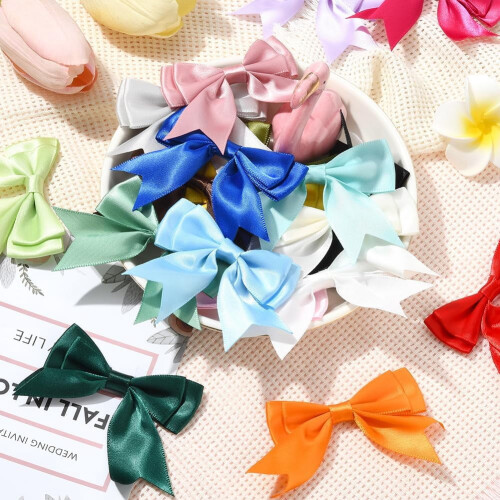 Mini Coquette Bows Polyester Ribbon Flowers 20 Colors 40 pcs 2