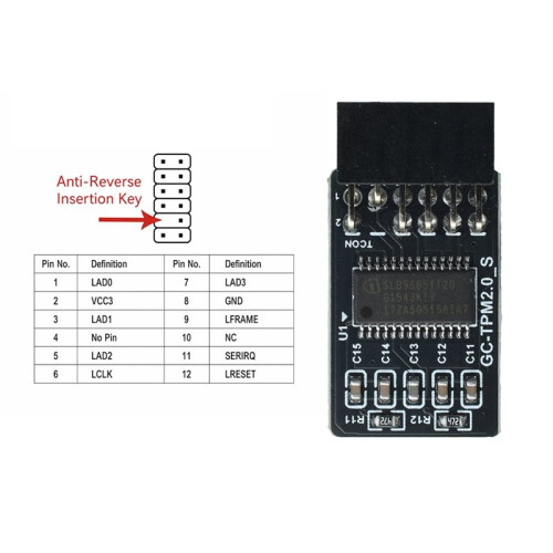 1PCS TPM 2.0 Security Module MRS206C 12P LPC GIGABYTE Remote Card Encryption Security Board Accessory for GIGABYTE 1