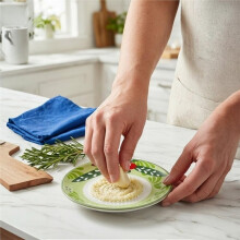 Handcrafted Ceramic Garlic Grater Plate 4-Pc Set, 4.72" Handmade Porcelain Grinding Dish with Brush & Textured Peeler