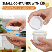 4 Oz Small Plastic Containers with Twist  Lids [20 Sets], Stackable Little Food Storage Containers for Snack Lunch