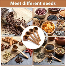 Ensemble de 4 Cuillères à Mesurer en Bois, 1 Cuillère à Soupe 15ML Cuillère en Bois pour Grains de Café, Thé, Épices, Sucre