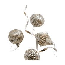 Glass Christmas Ornaments Vintage Irregular Shape 4 pcs