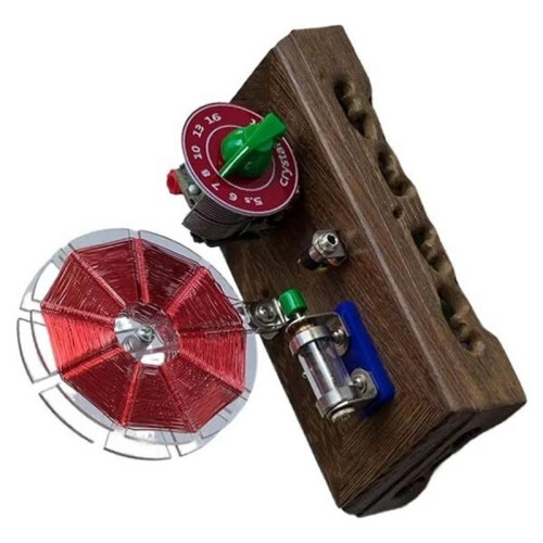 Rádio de Cristal com Bobina de Flor de Cesta Dupla e Base de Madeira 2