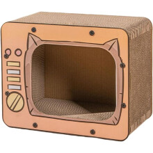 Cat Scratching House, TV Shape NoSlip Interactive Climbing Cardboard for Furniture Protector Enrichment Orange