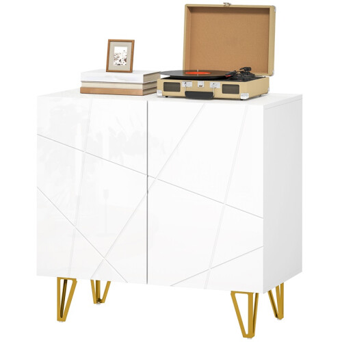 Modern Luxe High Gloss Sideboard, with Hairpin Legs - White 1