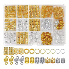 262-Piece Dreadlock & Loc Jewelry Set for Women, Gold & Silver Hair Charms and Rings for Braids, Adjustable