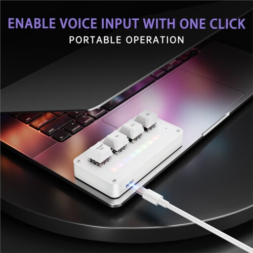 4-Key Customize Wired Voice Input Keyboard Macro Knob Copy Paste Shortcut Key Keyboard Vibecoding Keyboard White 2