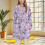 Women's Flannel Hooded Robe Purple M 2