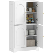 4-Door Kitchen Storage Cabinet with Adjustable Shelves - White