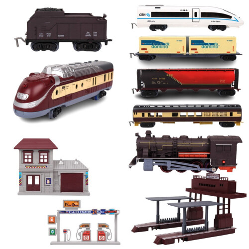 Model Railroad Train Set with Tracks and Carriages 1