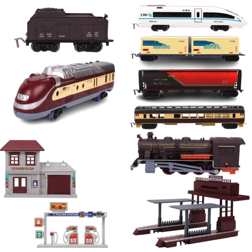 Model Railroad Train Set with Tracks and Carriages 2