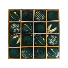 Velvet Christmas Ball Ornaments Green 24 pcs 2.36 inch