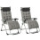 2 Piece Reclining Zero Gravity Sun Loungers with Cushions, Dark Grey 1