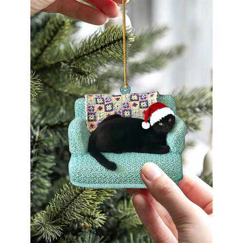 Christmas Cat Acrylic Pendant Ornament 1pc